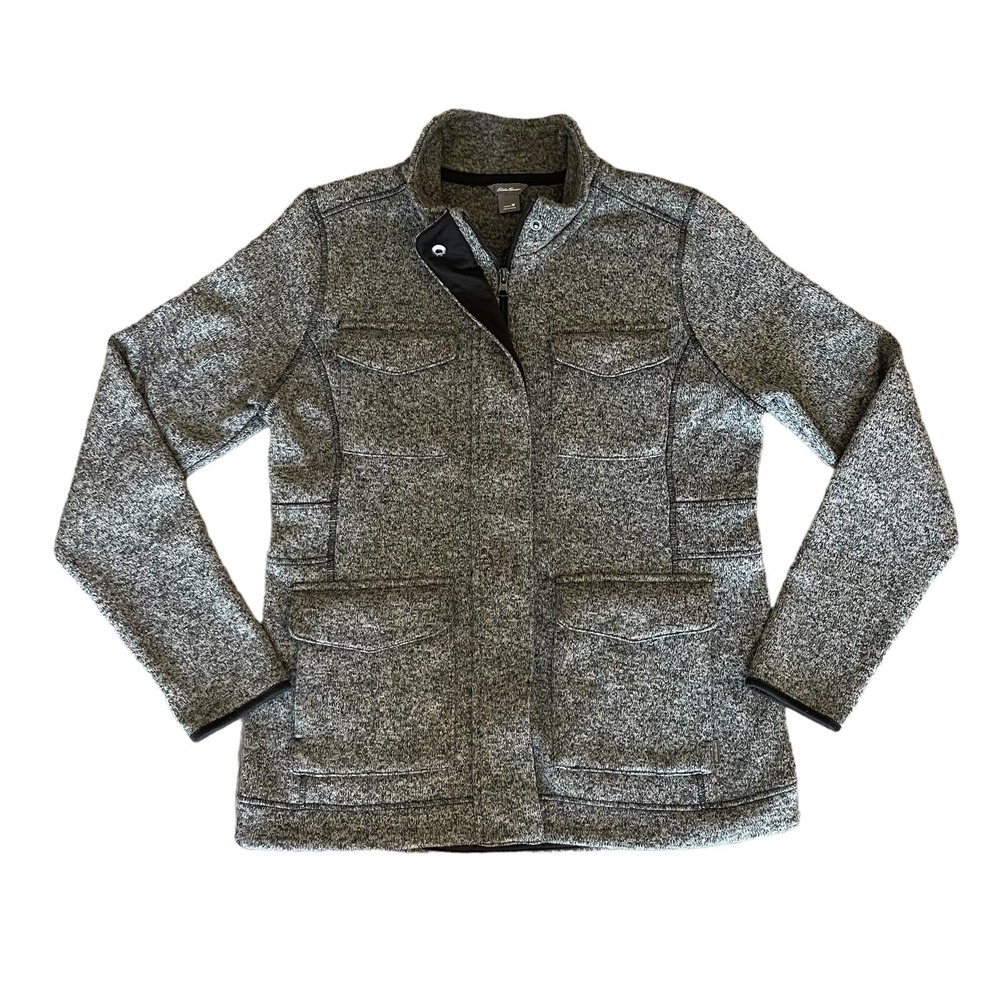 Eddie Bauer Womens Medium Heather Gray Black Radiator 4 Pocket Full Zip Jacket